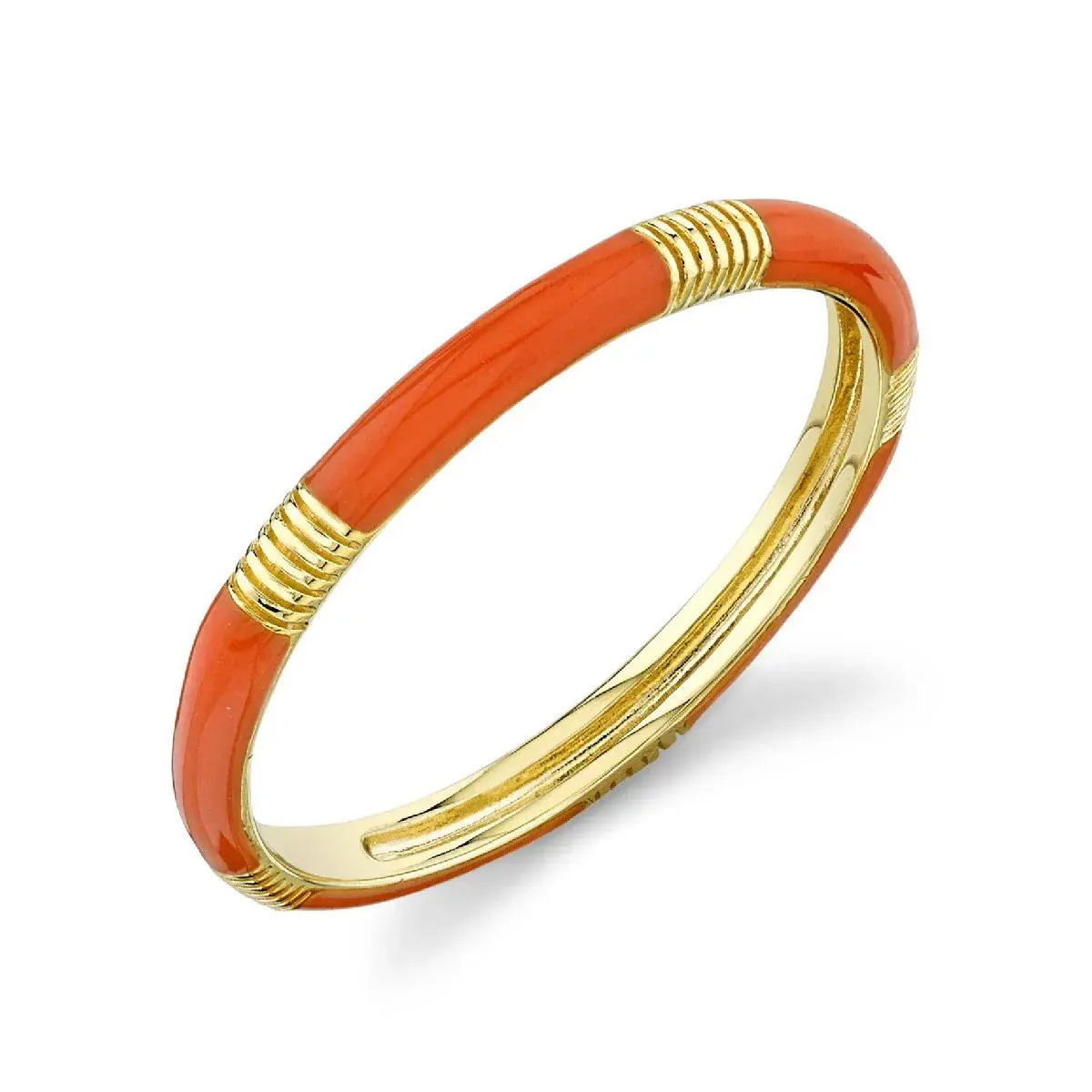 Coral Enamel Band with Strie Detail
