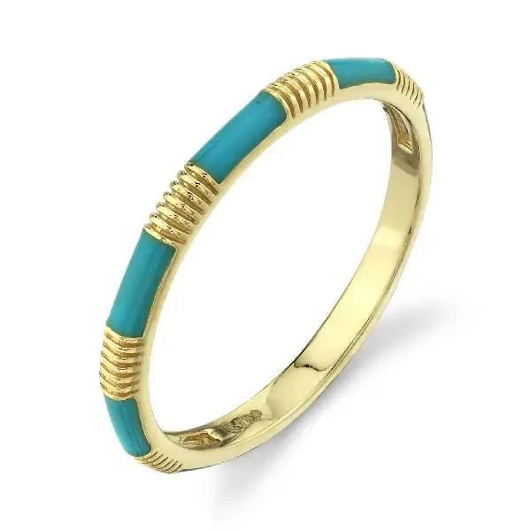 Turquoise Enamel Band with Strie Detail
