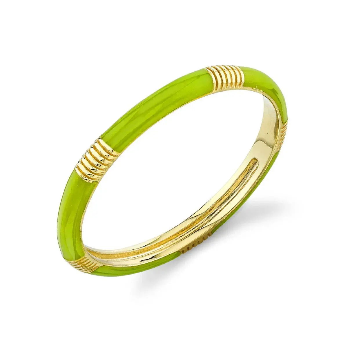 Lime Green Enamel Band with Strie Detail