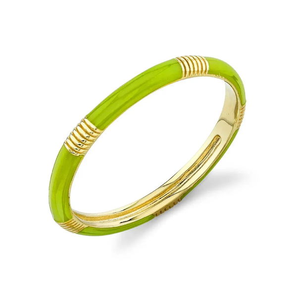 Closeup photo of Lime Green Enamel Band with Strie Detail