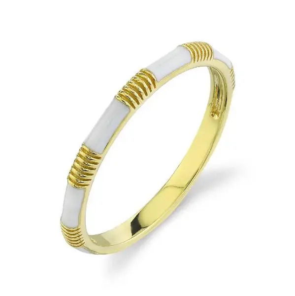 Closeup photo of White Enamel Band with Strie Detail