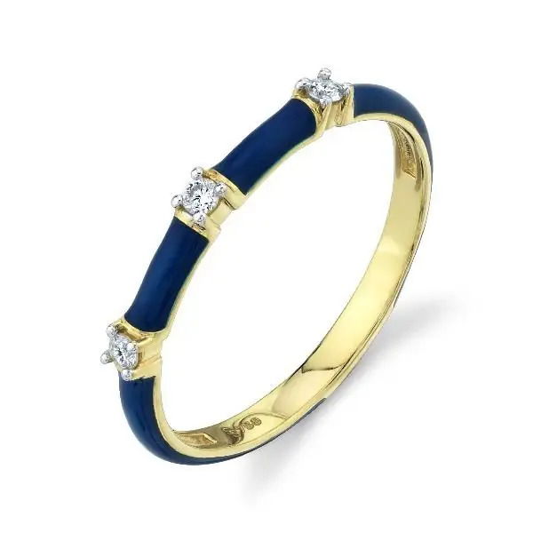 Blue Enamel and Diamond Band
