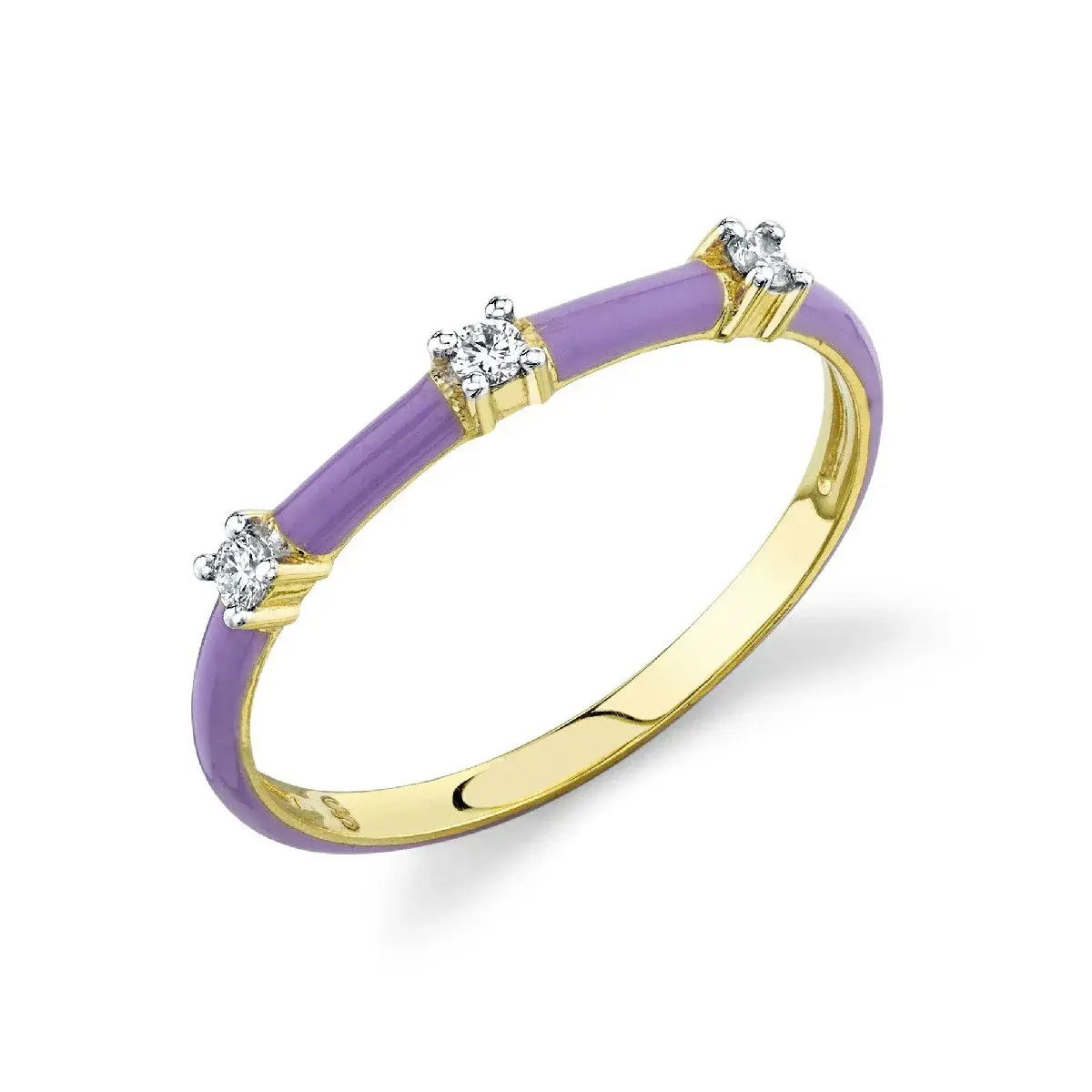 Lavender Enamel and Diamond Band