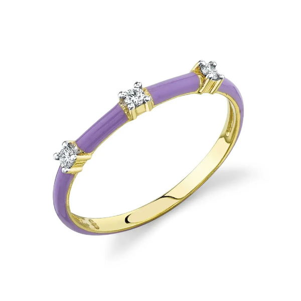 Closeup photo of Lavender Enamel and Diamond Band