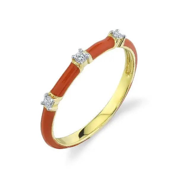 Orange Enamel and Diamond Band