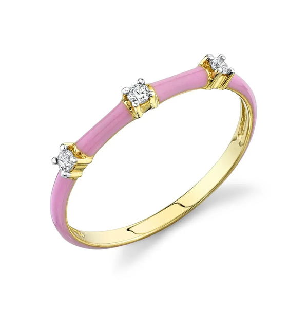 Closeup photo of Pink Enamel and Diamond Band