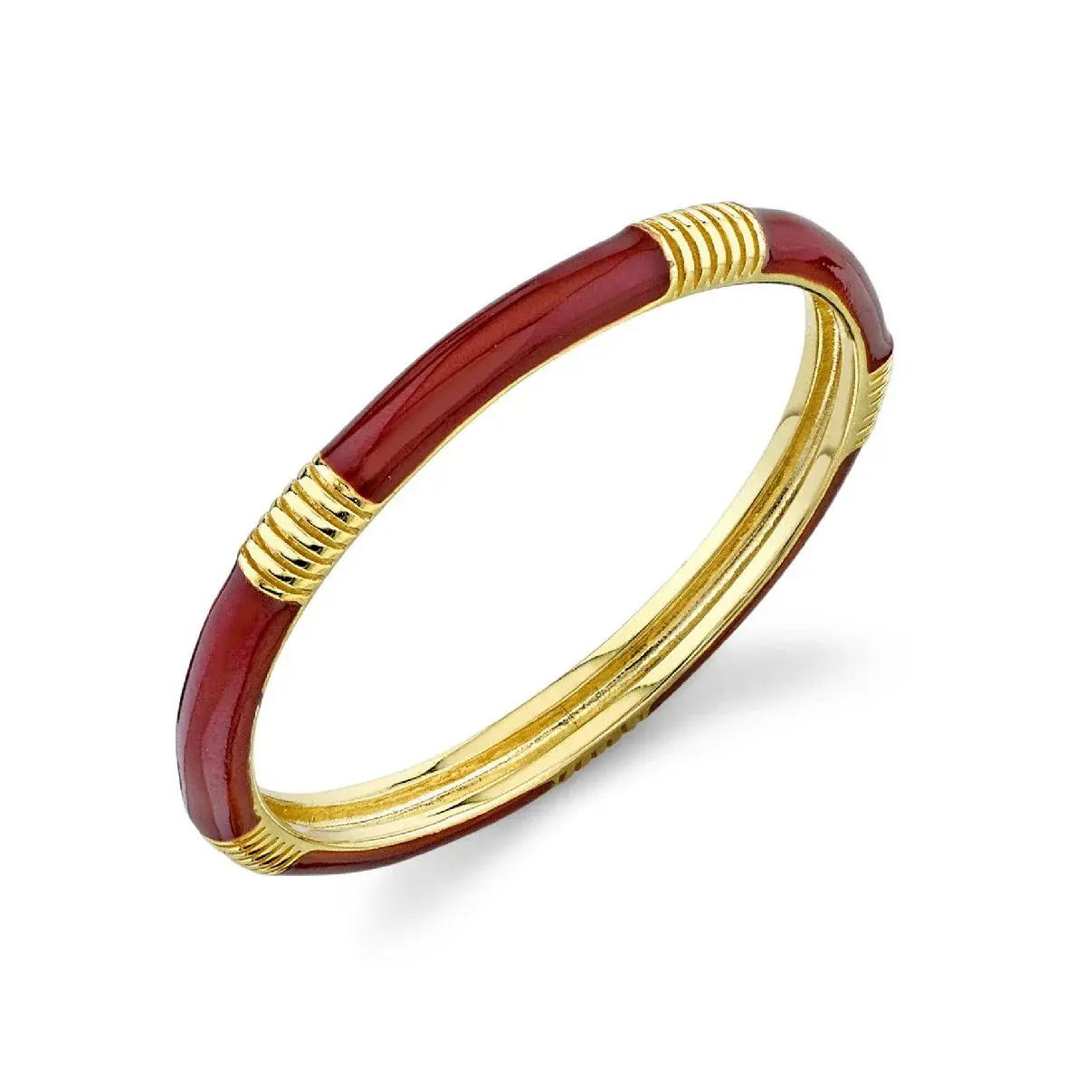 Maroon Enamel Band with Strie Detail