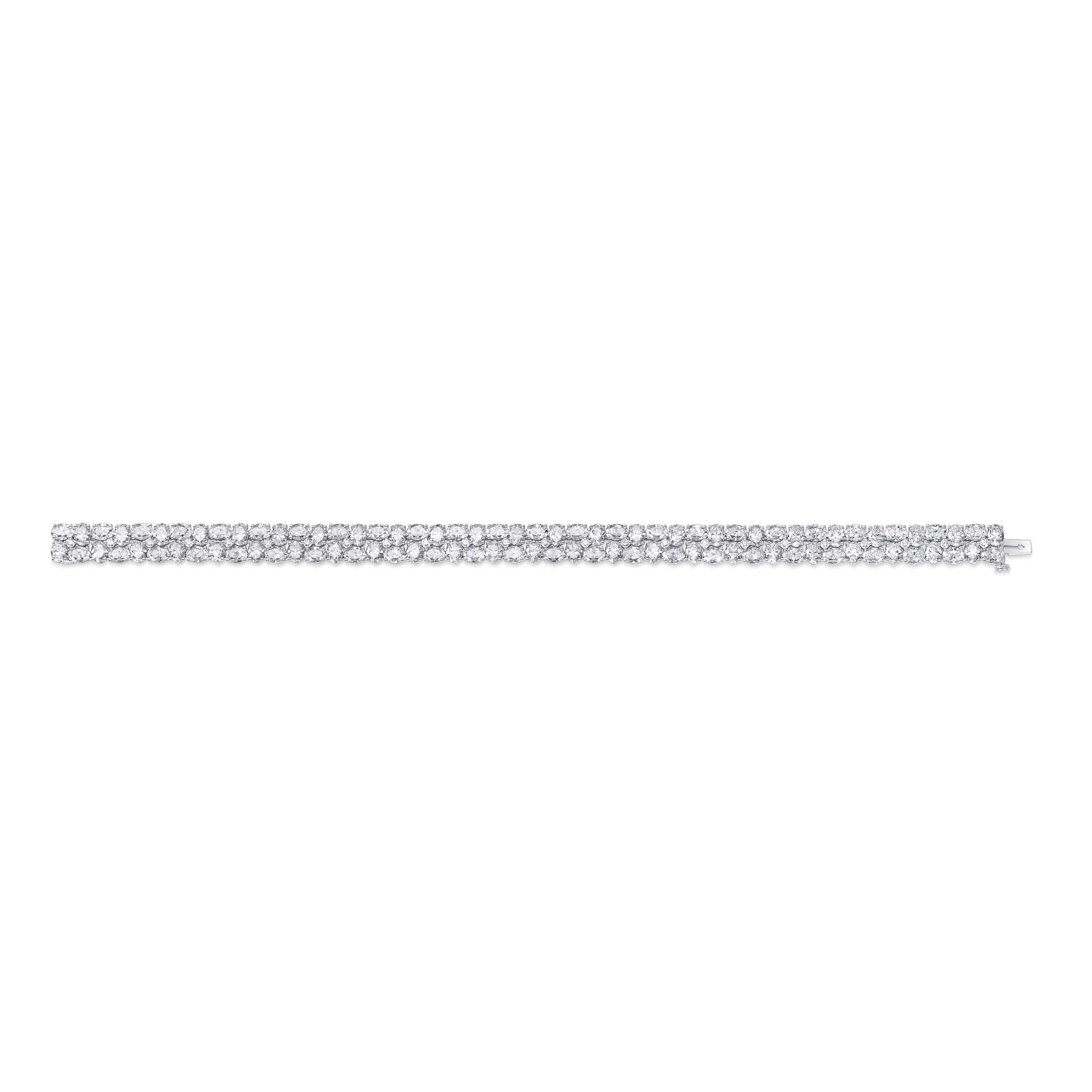 Alternating Oval and Round Diamond Shared Prong Bracelet