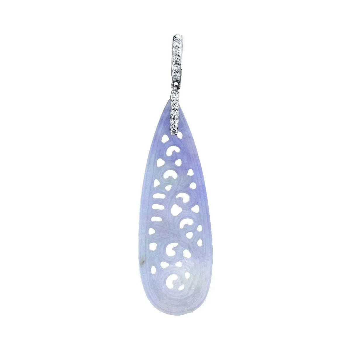 Clip-On Lavender Jade Pendant with Diamond Detail