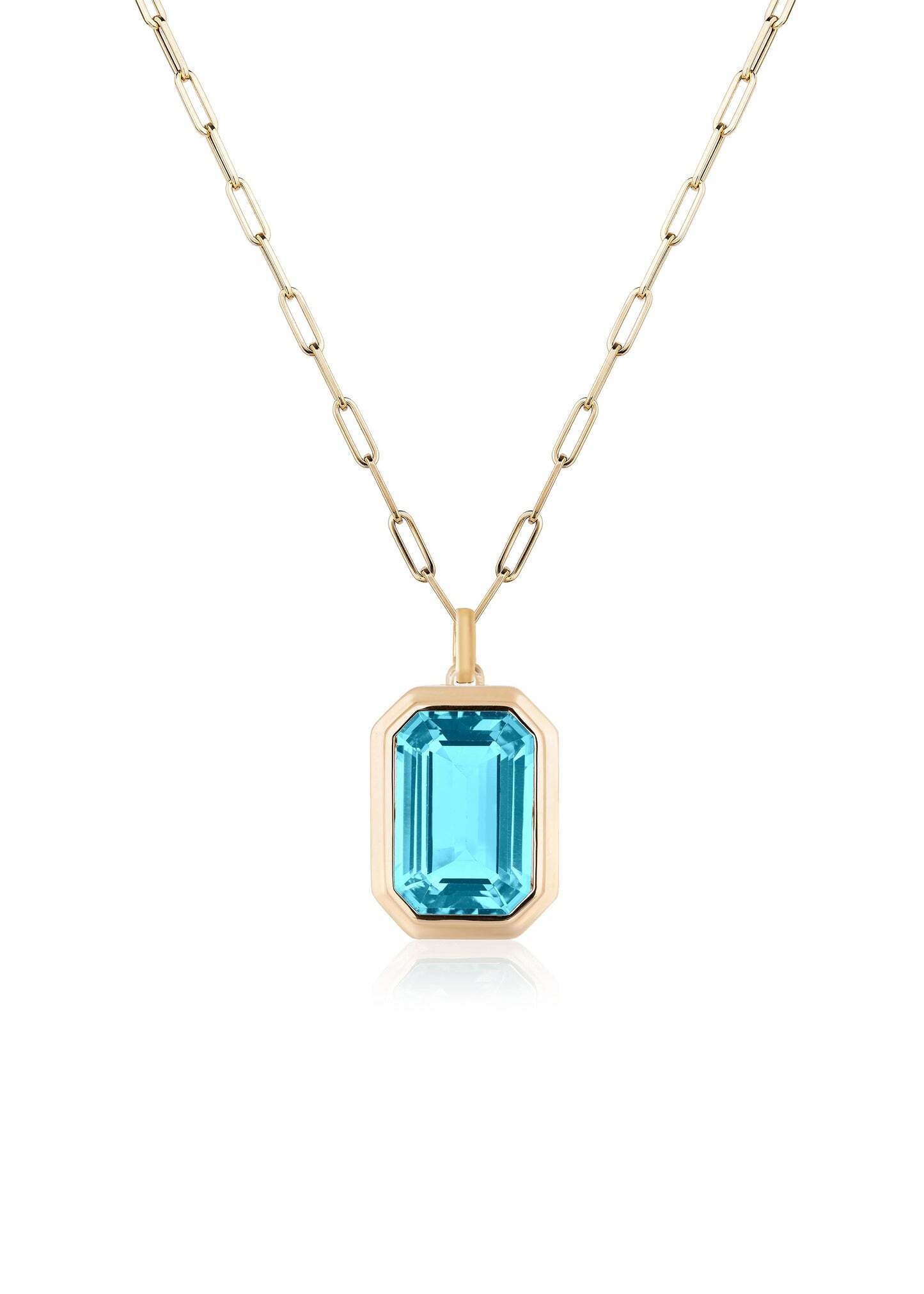 'Manhattan' Blue Topaz Emerald Bezel Necklace