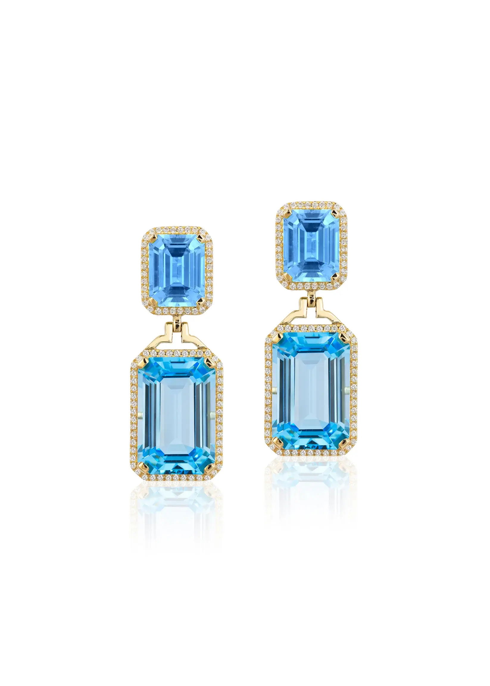 'Manhattan' Blue Topaz Emerald Earrings