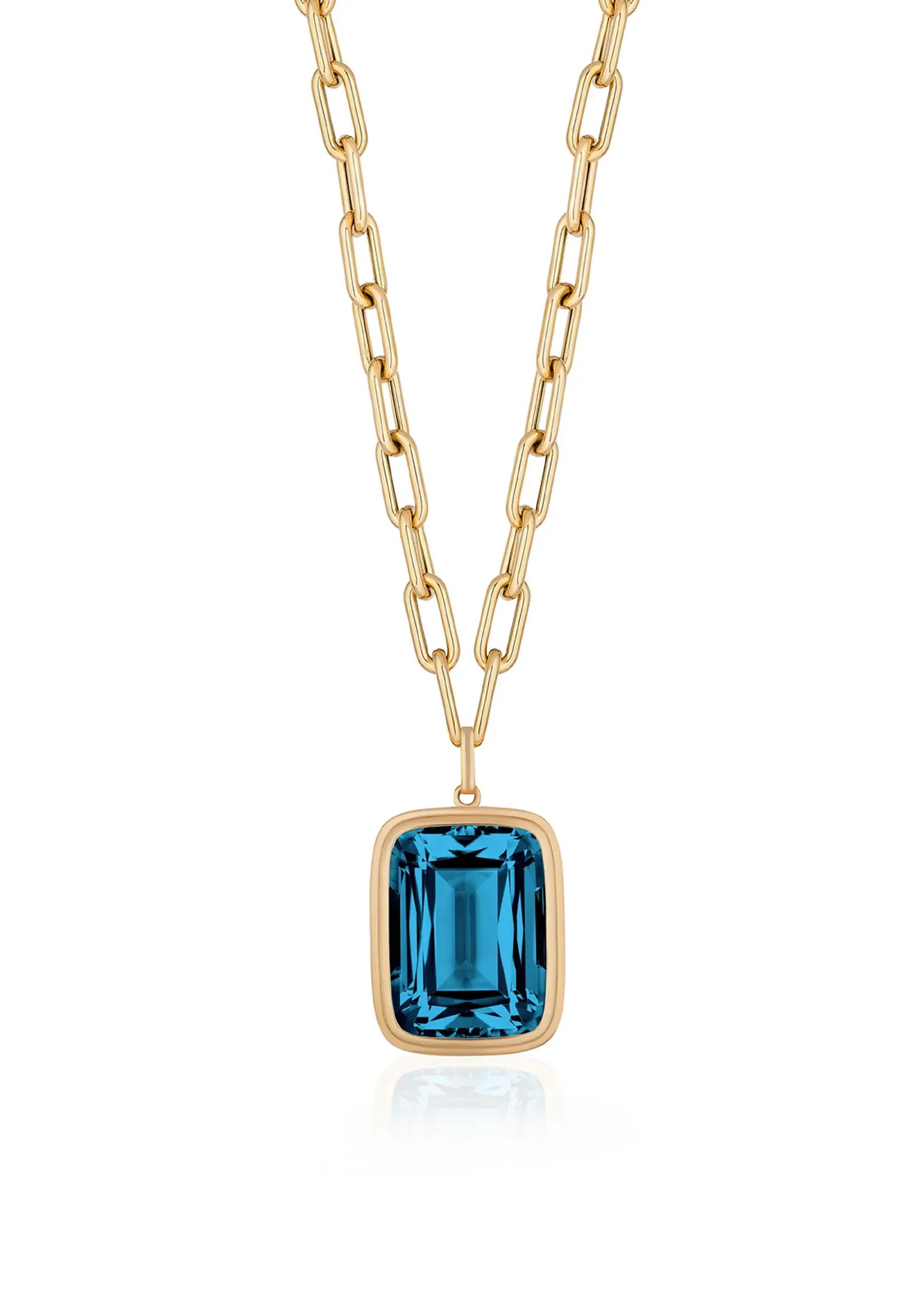'Manhattan' Blue Topaz Cushion Necklace
