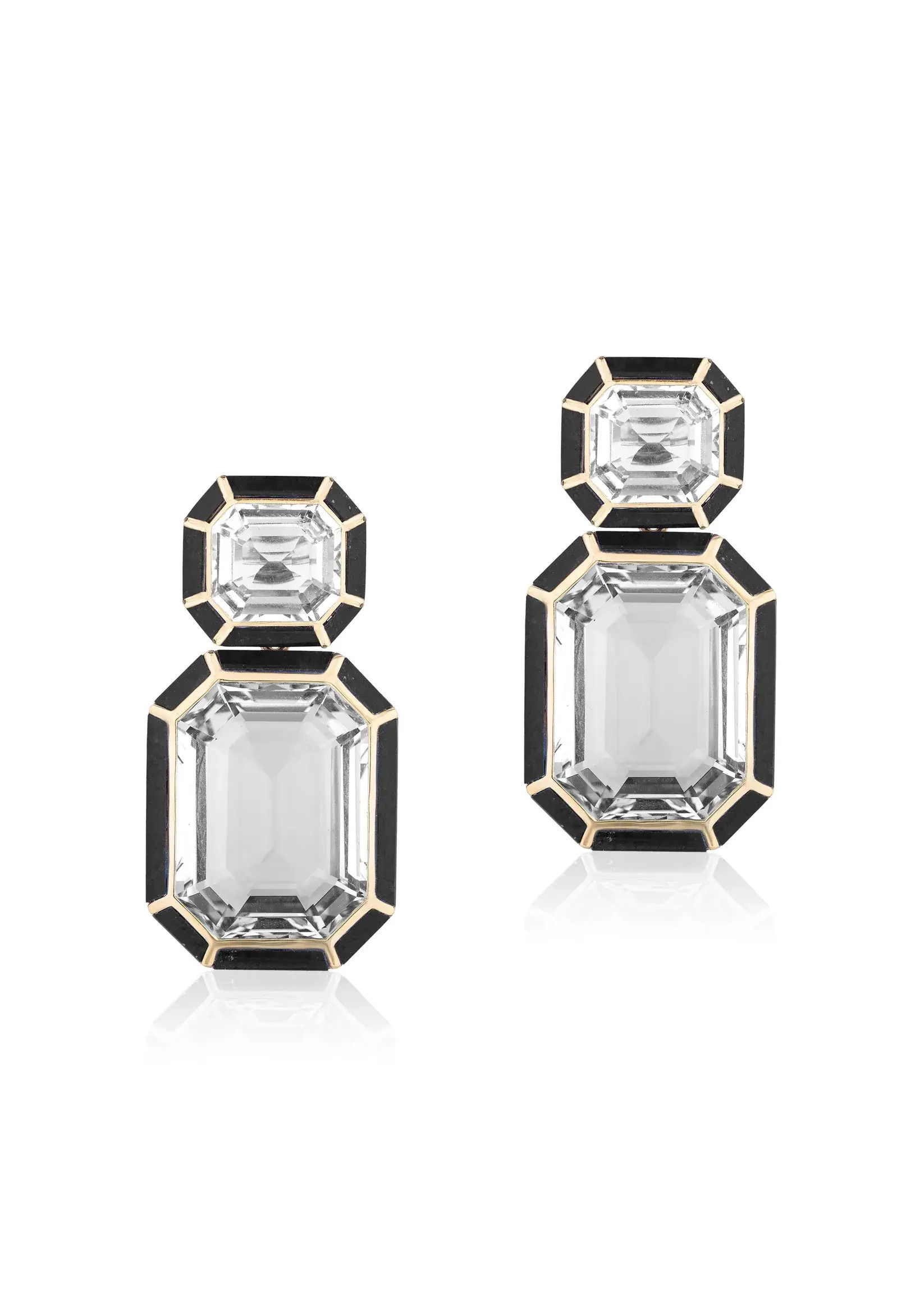 'Melange' Rock Crystal and Onyx Earrings