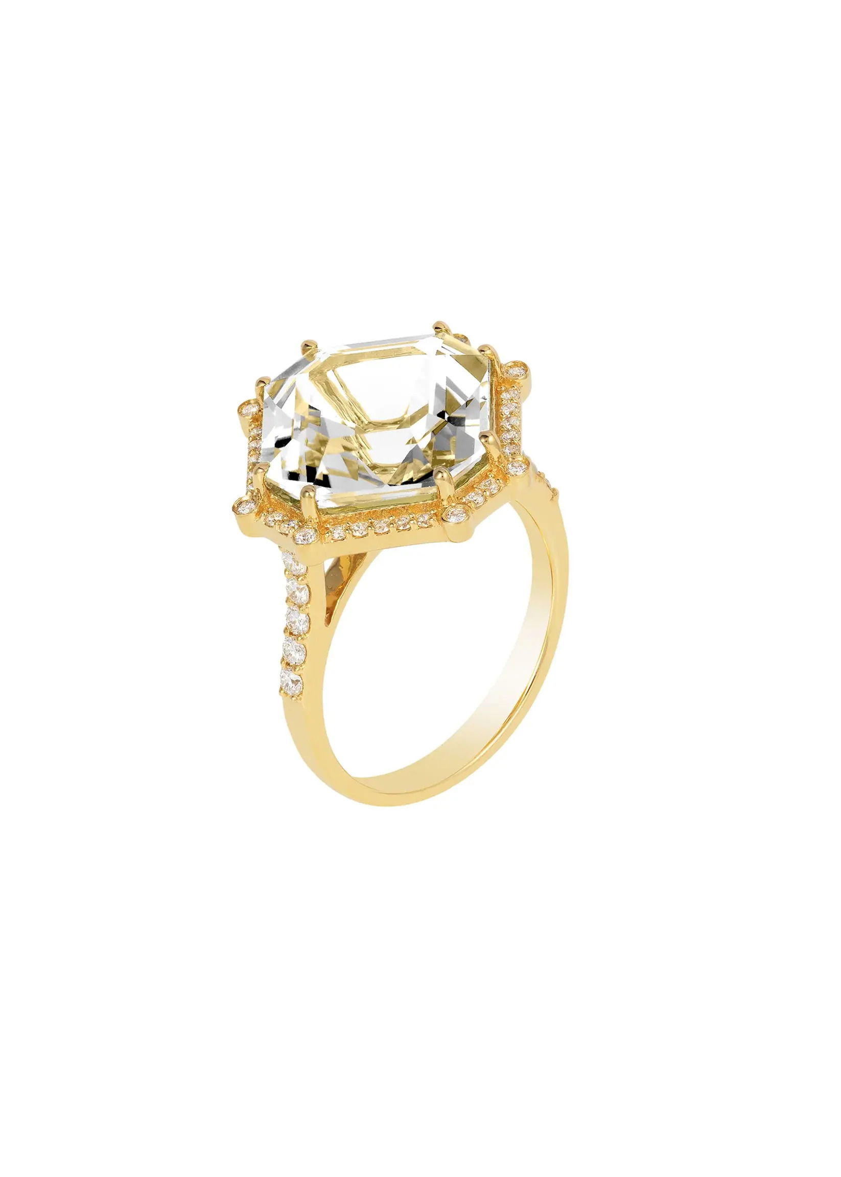 'Gossip' Rock Crystal Asscher Ring