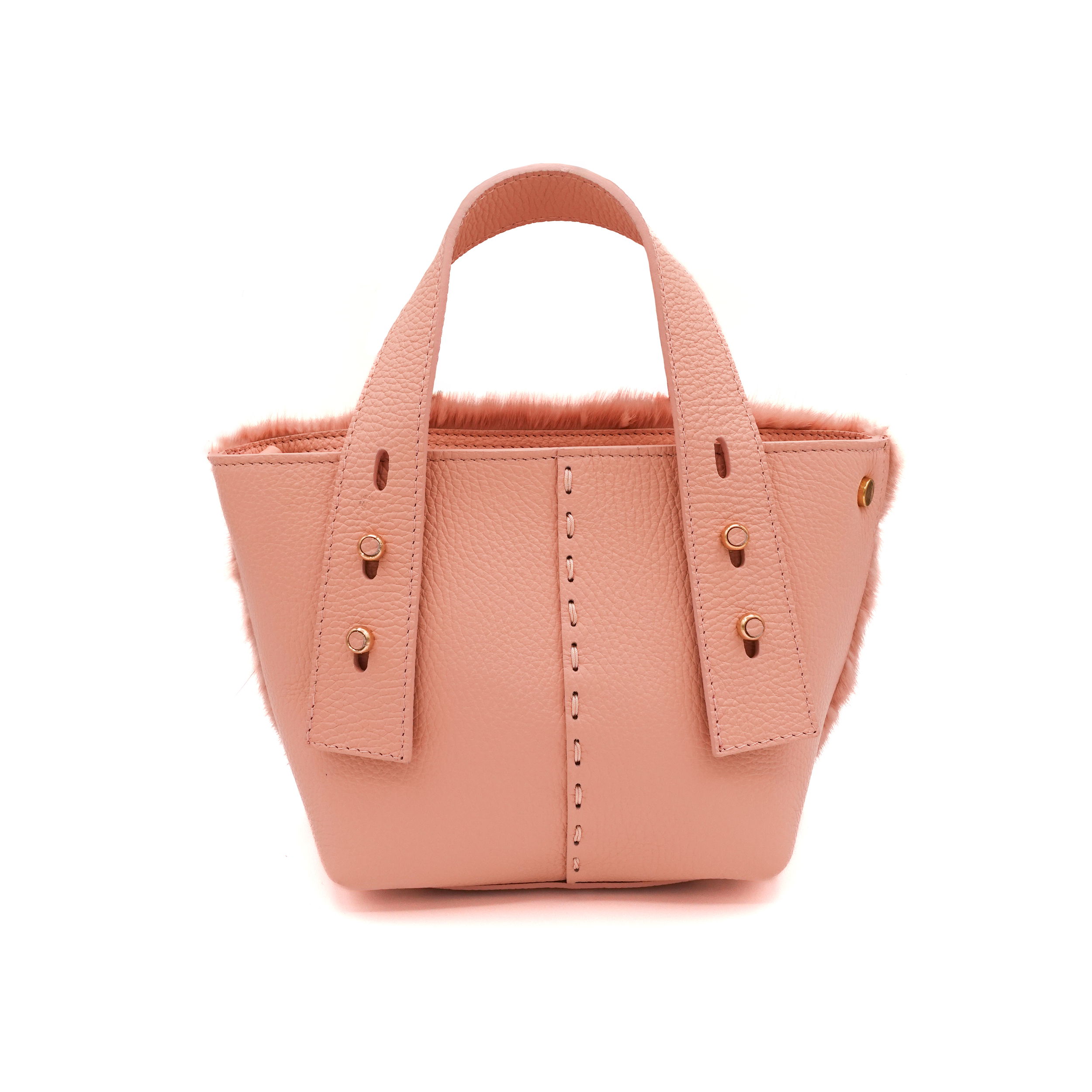 Ellie - Leather & Mink Bubblegum Pink
