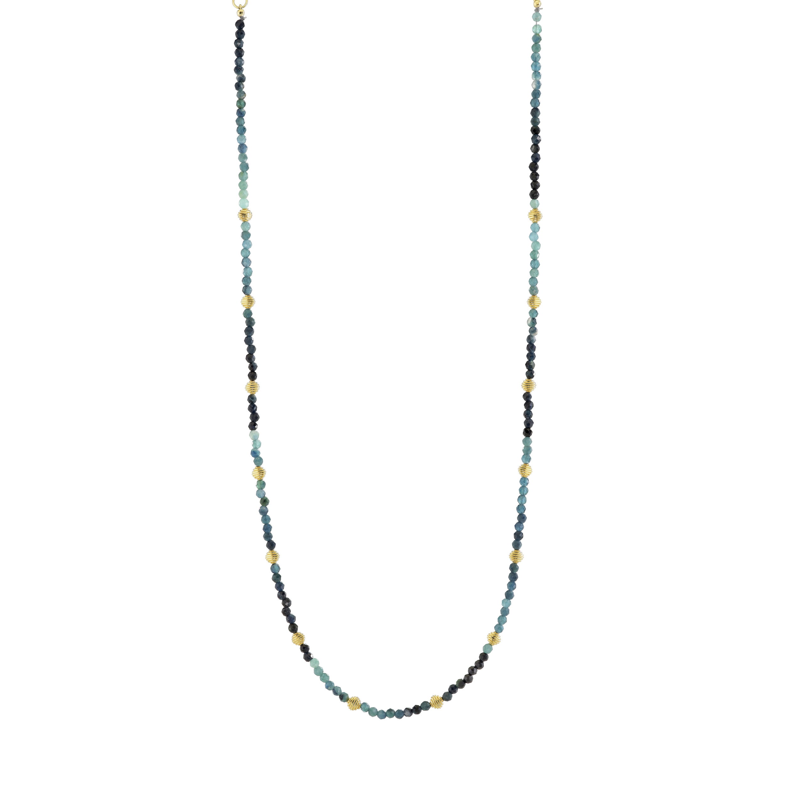 Blue Tourmaline Beaded Chain with Strie Cushions