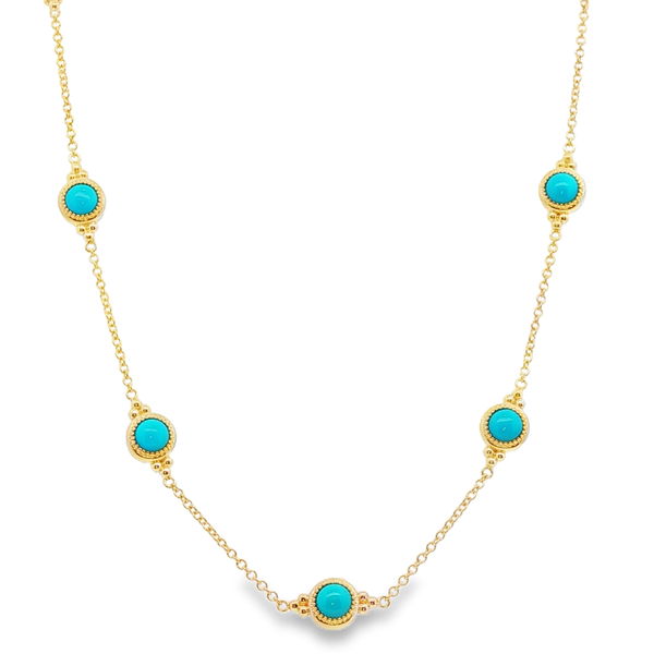 Closeup photo of Petite Turquoise Station Necklace