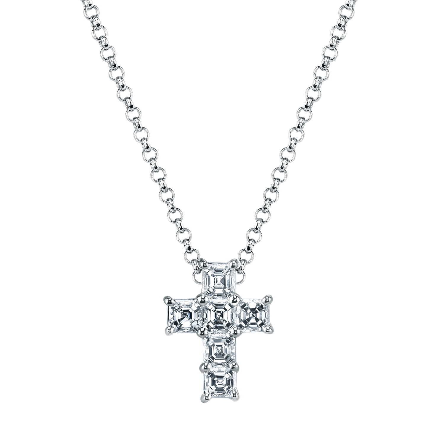 Asscher Cut Diamond Cross Pendant
