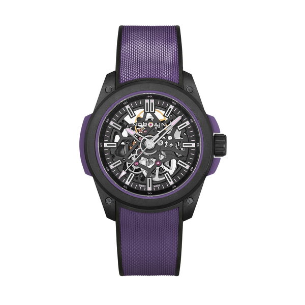Closeup photo of Wild ONE 42mm Skeleton Purple Black Dial - Folding Buckle