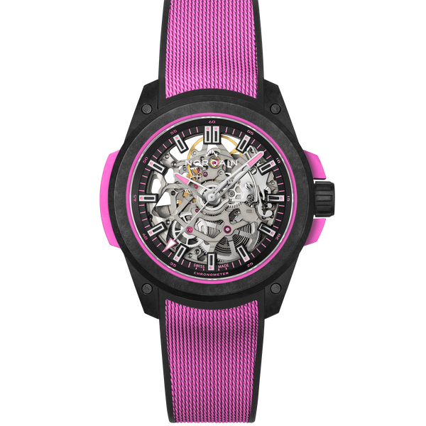 Closeup photo of Wild ONE 39mm Skeleton Hyper Pink - Folding Buckle