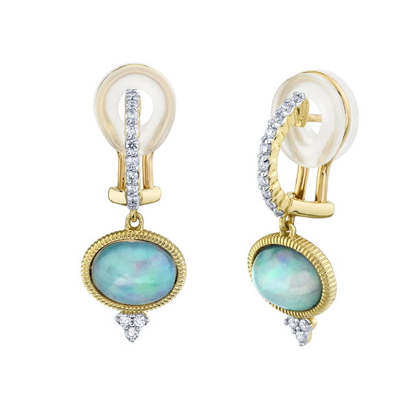Closeup photo of Ethiopian Opal Drop Earrings