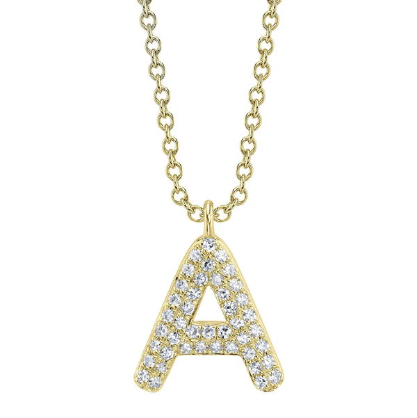 Closeup photo of Diamond Pave 'A' Initial Necklace