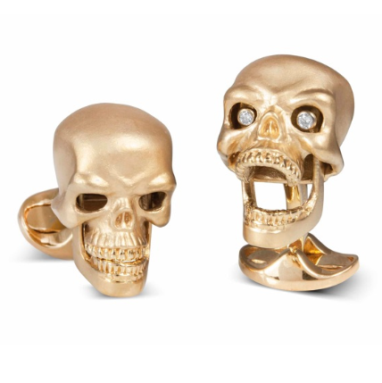 Closeup photo of Skull Cufflinks with Diamonds