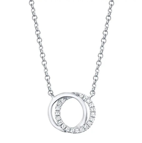 Closeup photo of Diamond Love Knot Circle Necklace