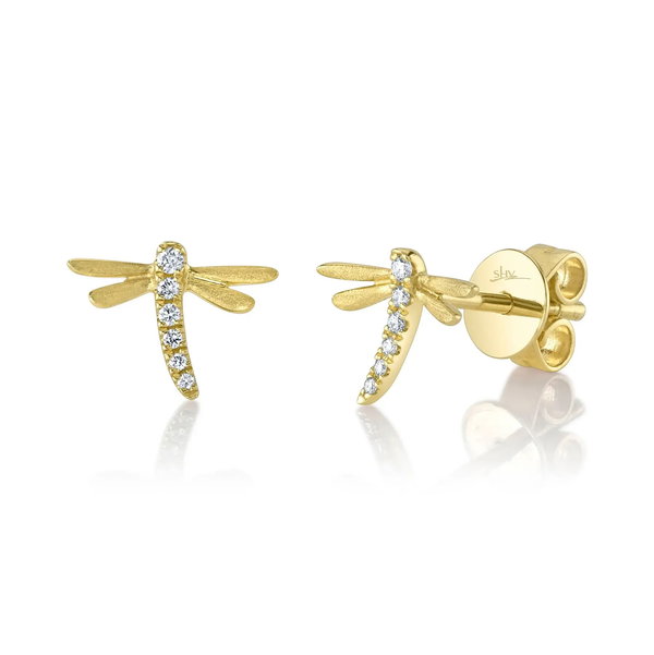 Closeup photo of Diamond Dragonfly Earring