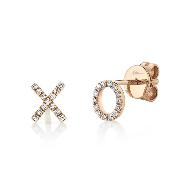 Closeup photo of Diamond XO Stud Earring