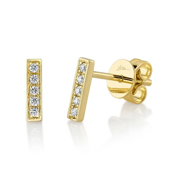 Closeup photo of Diamond Bar Stud Earring