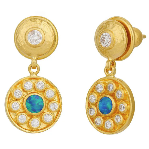Closeup photo of Opal Medallion Earring