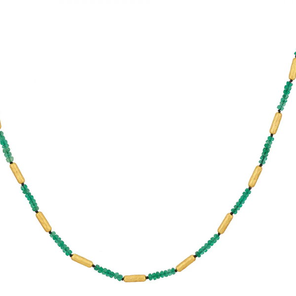 Closeup photo of Vertigo 24K Gold Emerald Beaded Necklace