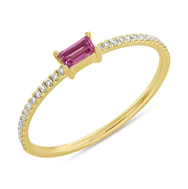 Closeup photo of Pink Sapphire & Diamond Ring