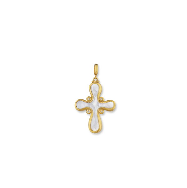 Closeup photo of Lydia Mother of Pearl Cross Pendant