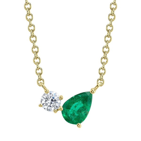 Closeup photo of Emerald & Diamond Necklace