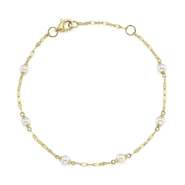 Closeup photo of Cultured Pearl Sparkle Chain Bracelet