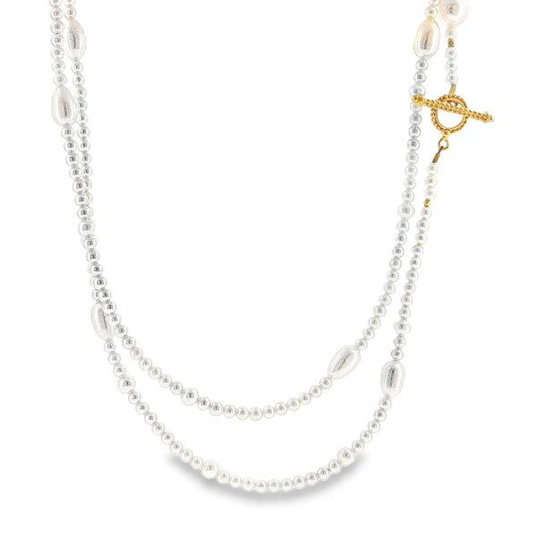 Closeup photo of White Pearl Convertible Wrap Bracelet
