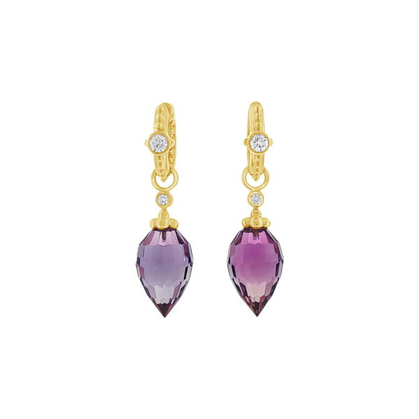 Closeup photo of Amethyst and Diamond Earring Charms