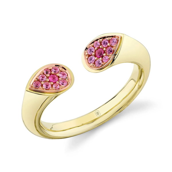 Closeup photo of Pink Sapphire Pave Ring