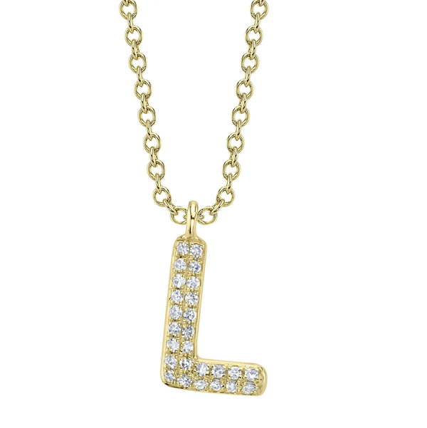 Closeup photo of Diamond Pave Initial 'L' Necklace
