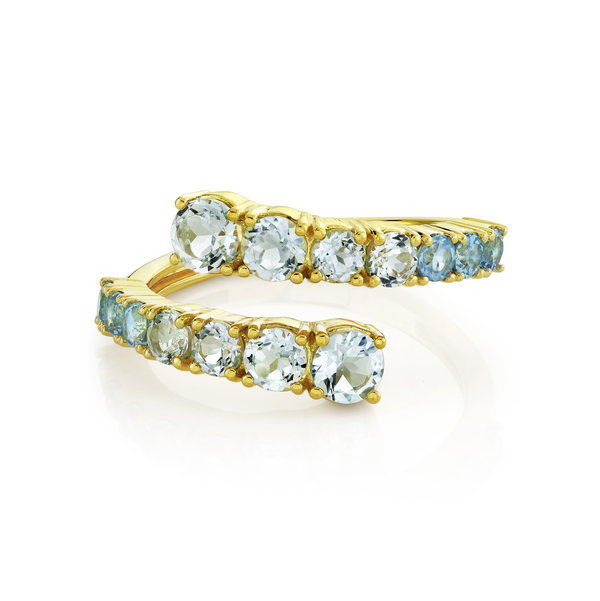 Closeup photo of Blue Topaz Bypass Ring