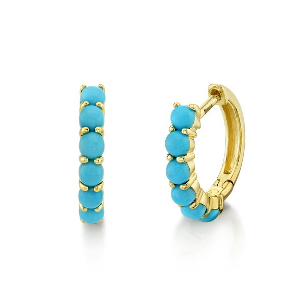 Closeup photo of Turquoise Huggie Earrings