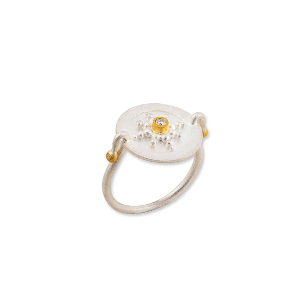 Closeup photo of Medallion Compass Ring