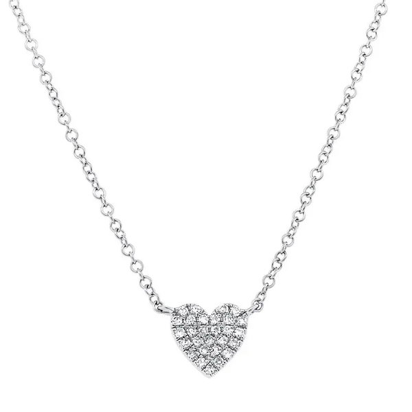 Closeup photo of Pave Diamond Heart Necklace