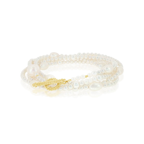 Closeup photo of 18k Lumpy Pearl Wrap Bracelet 34"
