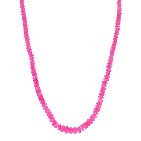 Closeup photo of 18k Pink Sapphire Beaded Necklace 17.25