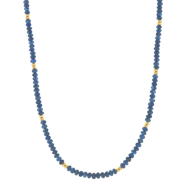 Closeup photo of 18k Sapphire and Gold Bead Necklace 18.75"
