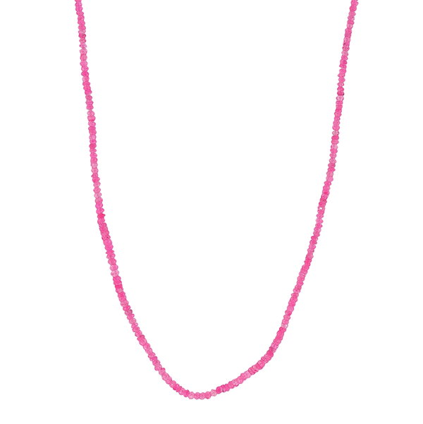 Closeup photo of 18k Ruby Bead and 0.13 ctw Diamond Clasp Necklace