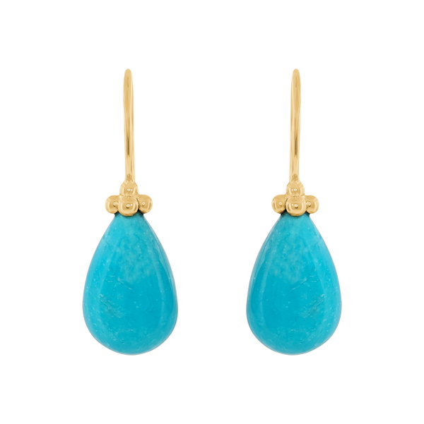 Closeup photo of Sleeping Beauty Turquoise Drop Earrings